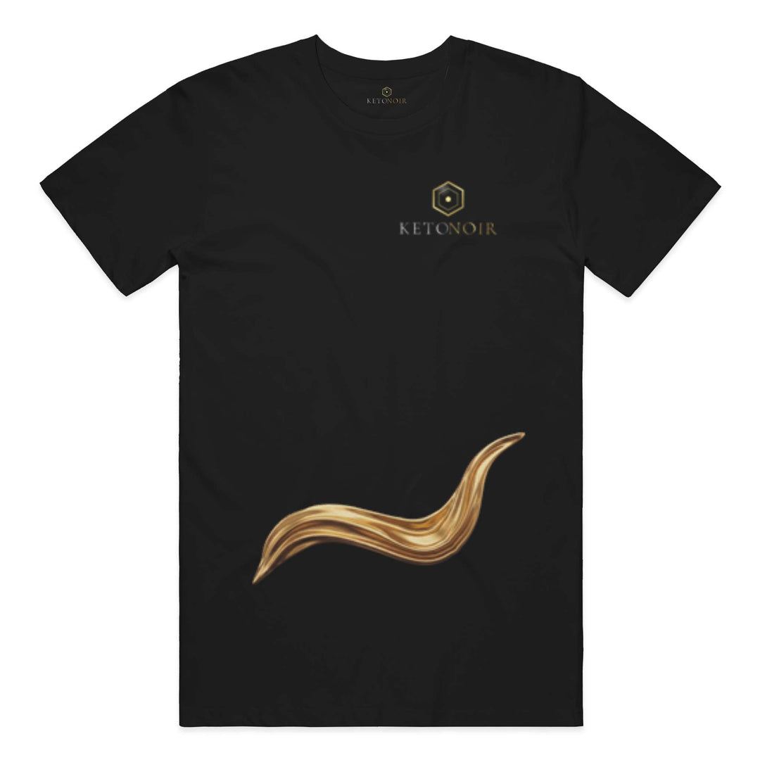 KetoNoir Liquid Resolve men's tee in black, front view