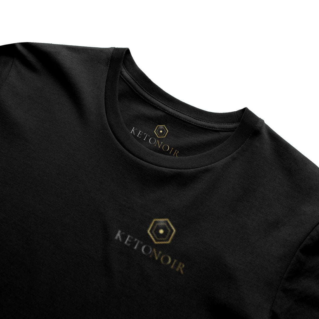 KetoNoir Liquid Resolve men's tee in black, collar detail