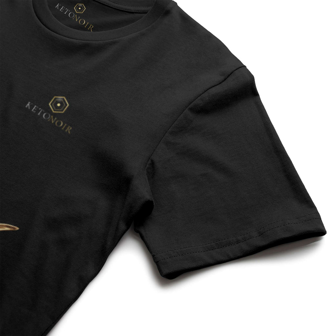 KetoNoir Liquid Resolve men's tee in black, sleeve detail
