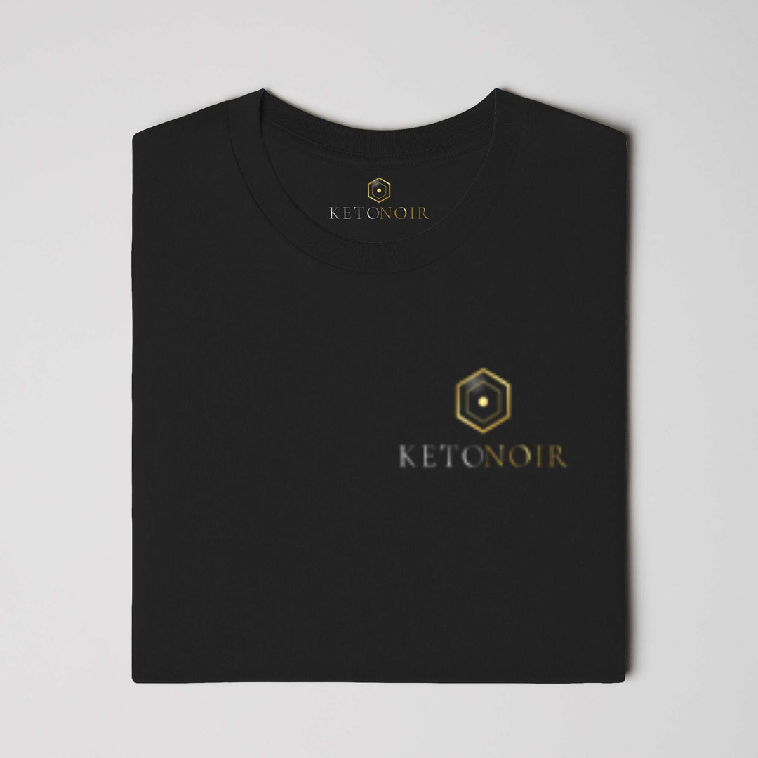 KetoNoir Liquid Resolve men's tee in black, folded