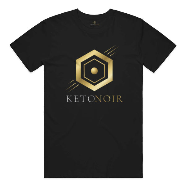KetoNoir Earn Your Edge men's tee in black, front view