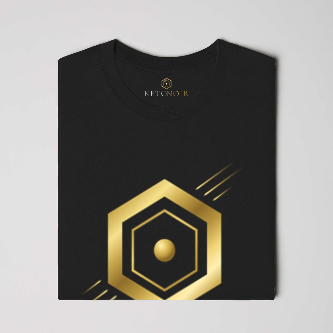 KetoNoir Earn Your Edge men's tee in black, folded