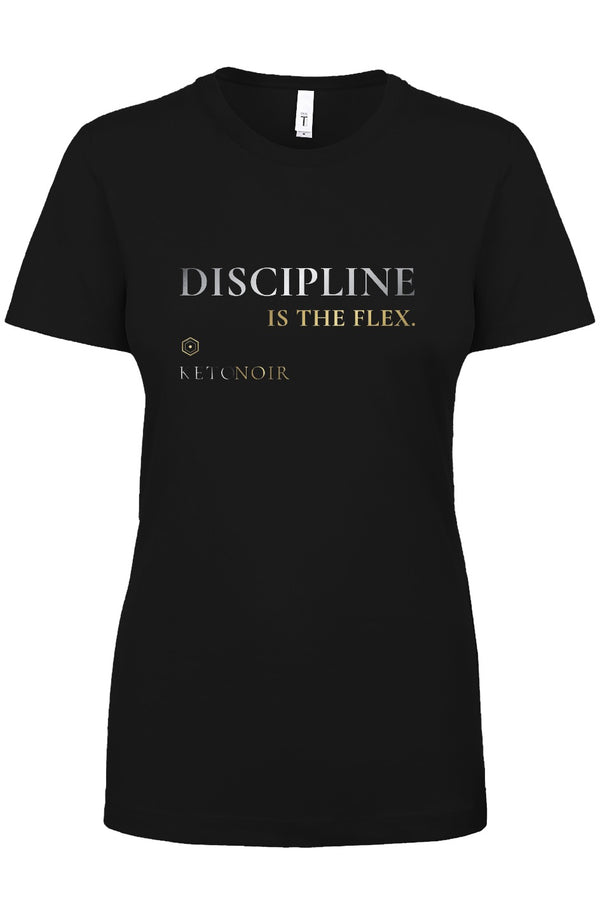 KetoNoir The Flex women's tee in black, front view