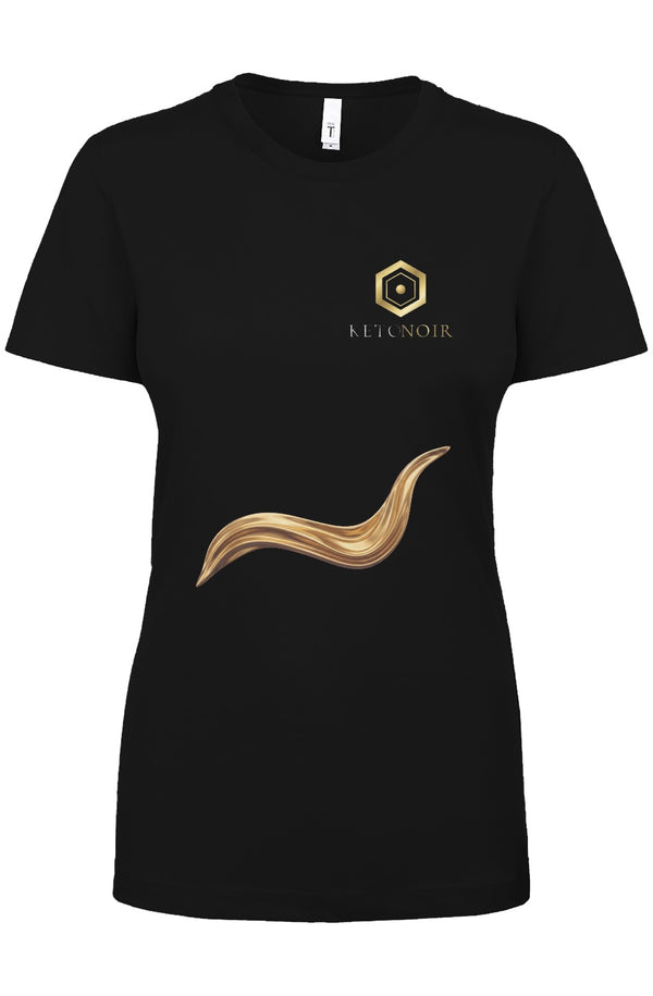 KetoNoir Liquid Resolve women's tee in black, front view
