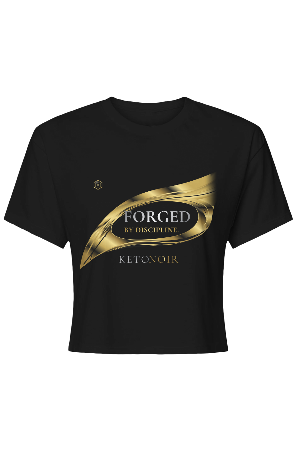 KetoNoir Forged by Discipline women's crop top in black, front view
