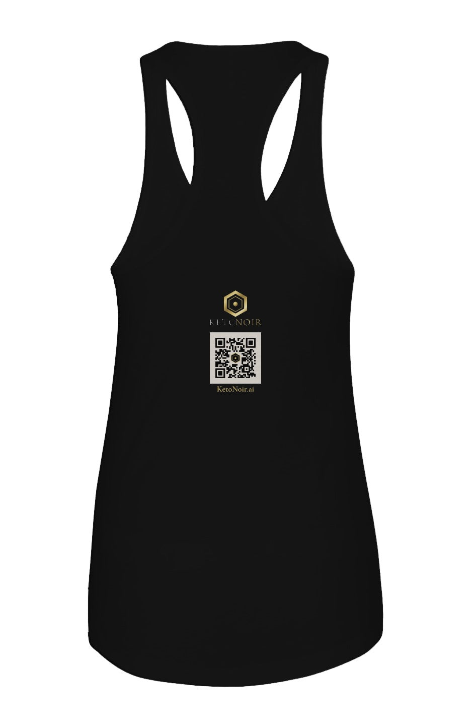KetoNoir Lead by Example women's racerback tank in black, back view