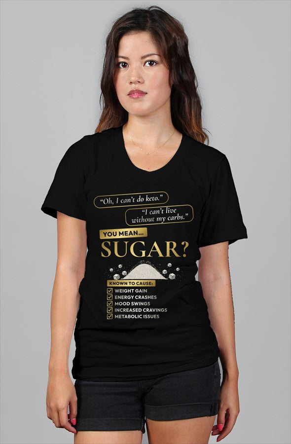 KetoNoir You Mean Sugar women's relaxed tee in black, front view