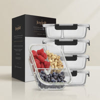 JoyJolt 3-Sectional Glass Storage Containers