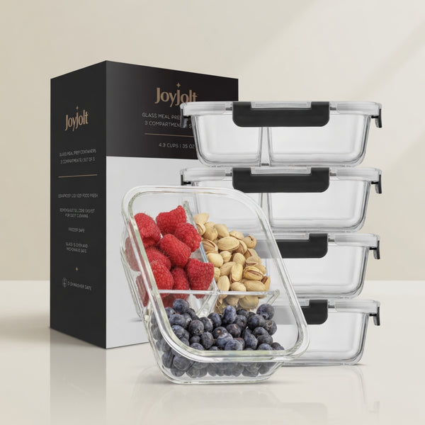 JoyJolt 3-Sectional Glass Storage Containers